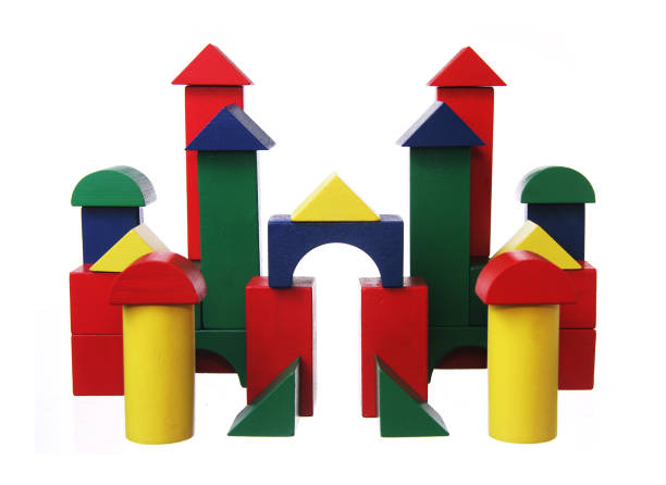 istock Colorful Wood Block Castle on White 173918488