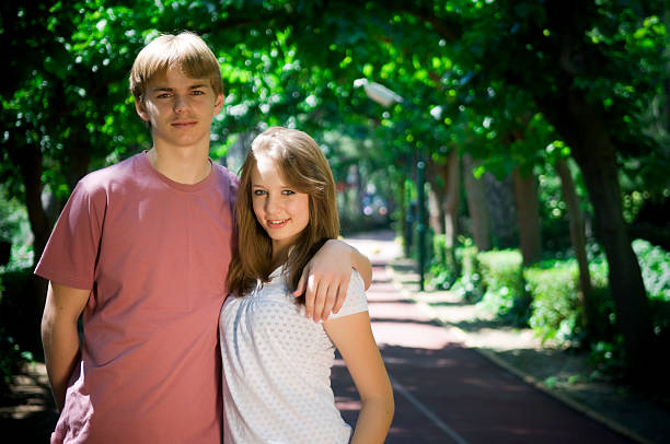 Happy teenage couple