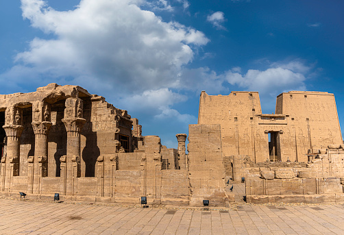 Ancient gate of Edfu temple in Luxor. Egypt