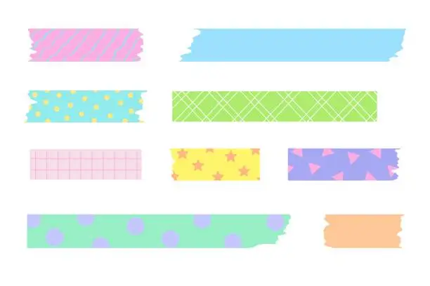 Vector illustration of Set of various adhesive tapes