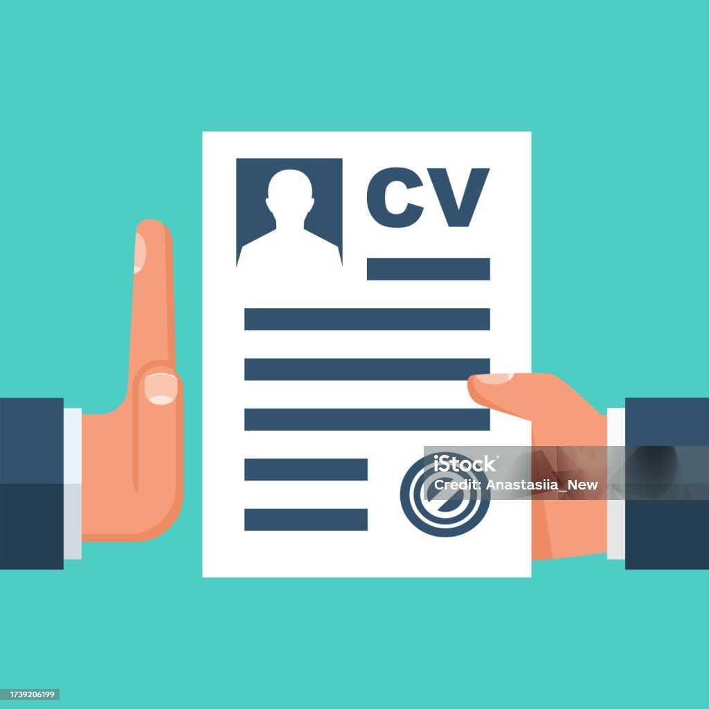 Reject Cv Reject Resume Head Hunter Declines With A Resume Hand Gesture Stock ...