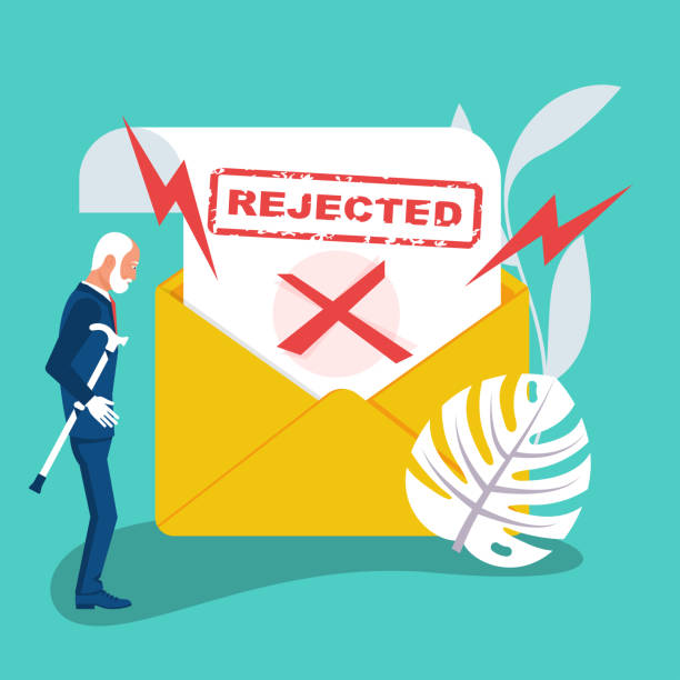 istock Rejection of an old man. Reject resume. Letters in an envelope a stamped 1739206210