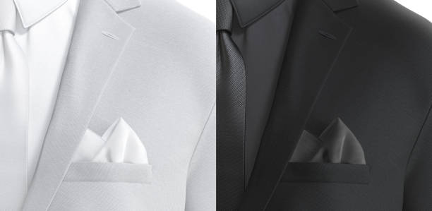 istock Blank black and white folded pocket square classic suit mockup 1739215080