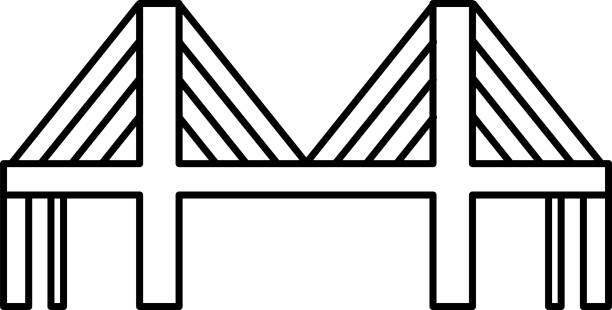 ボストンのレナードp.ザキムバンカーヒル記念橋のシンプルな黒い外形図 - leonard p zakim bunker hill memorial bridge点のイラスト素材／クリップアート素材／マンガ素材／アイコン素材