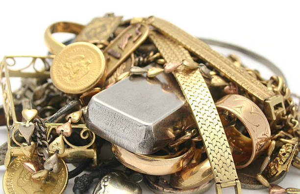 폐품 골드 및 실버 - gold jewelry scrap metal old 뉴스 사진 이미지