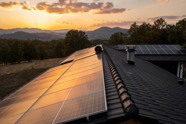 istock Aerial view of solar powered house. 1739236051