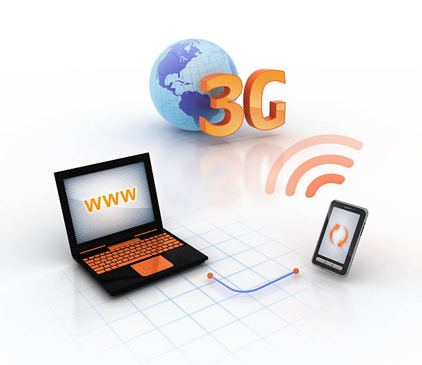 en ligne par le biais de 3 g modem mobile - 3g photos et images de collection