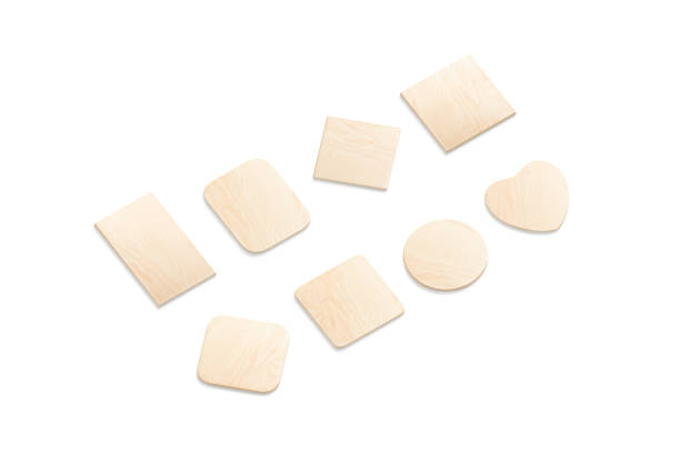 istock Blank wood plate mockup, side view, different shapes 1739239972