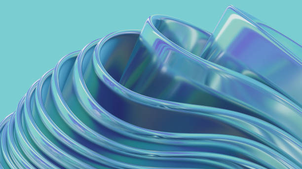 istock 3D render illustration. Gradient multilayer shapes background with a glossy iridescent effect. 1739242742