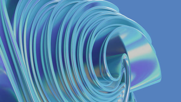 istock 3D render illustration. Gradient multilayer shapes background with a glossy iridescent effect. 1739242744