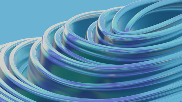 istock 3D render illustration. Gradient multilayer shapes background with a glossy iridescent effect. 1739242746