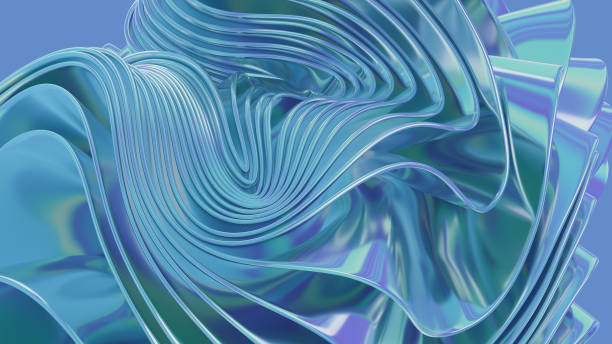 istock 3D render illustration. Gradient multilayer shapes background with a glossy iridescent effect. 1739242753