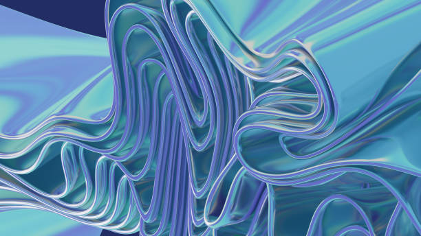 istock 3D render illustration. Gradient multilayer shapes background with a glossy iridescent effect. 1739242763
