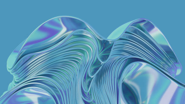 istock 3D render illustration. Gradient multilayer shapes background with a glossy iridescent effect. 1739242766