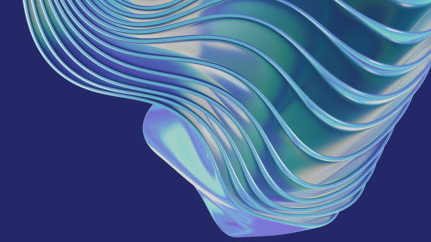 istock 3D render illustration. Gradient multilayer shapes background with a glossy iridescent effect. 1739243296