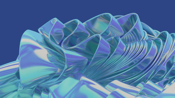 istock 3D render illustration. Gradient multilayer shapes background with a glossy iridescent effect. 1739243299