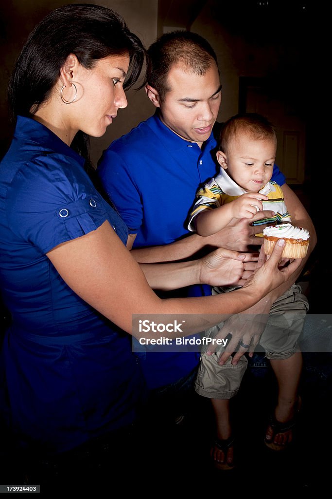 Young Hawaiian Family. Young Hawaiian Family with a child on his birthday. Part of the Utah RedRockaLypse4 North. Family Stock Photo