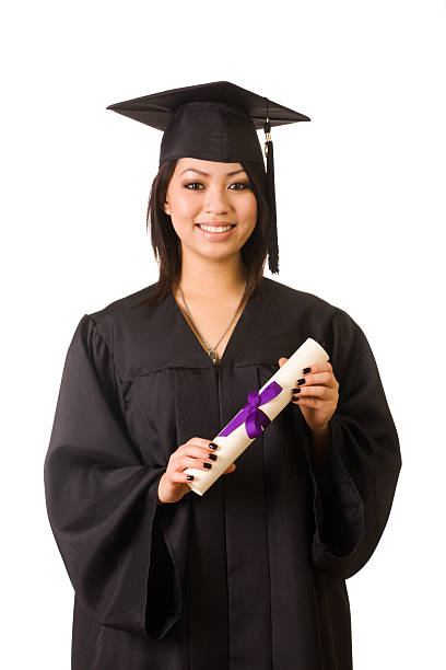 istock Young Asian Woman Graduation on White 173924691