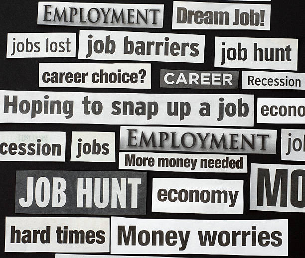 求人情報検索 - newspaper headline unemployment finance recession ストックフォトと画像