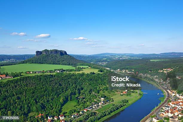 Saxony Switzerland Stock Photo - Download Image Now - Elbsandstein Mountains, Elbe River, Aerial View