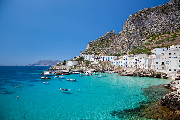 Beautiful Sicily The beautiful harbour of Levanzo in Sicily. sicily photos stock pictures, royalty-free photos & images