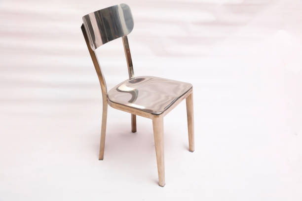 istock Silver color chair on white background 1739254655