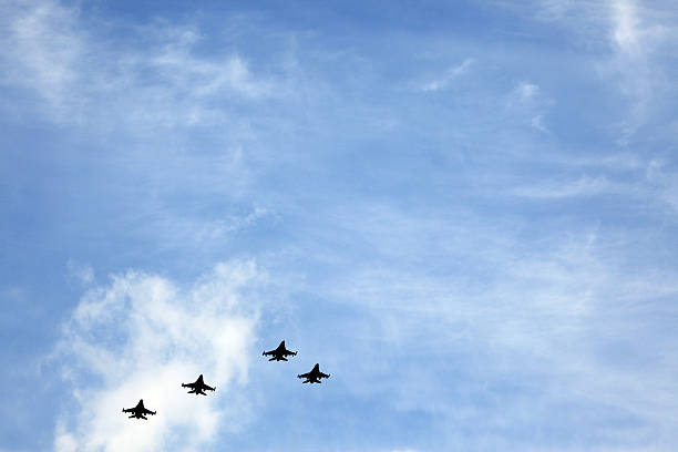 istock Jet planes flying in group in the sky 173925803