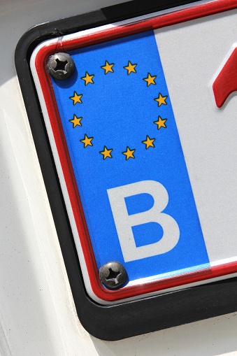 country identifier of EU car registration plate: Belgium