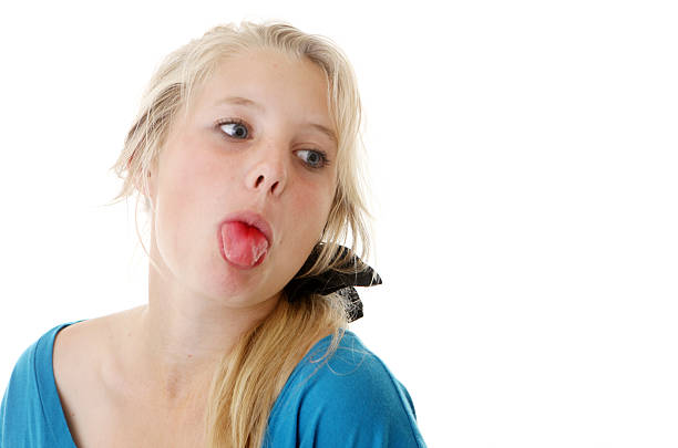 pretty blond girl smiling and laughing