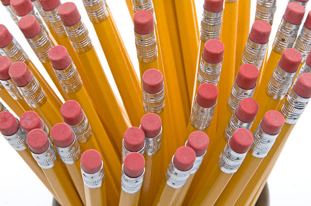 Pencils and Erasers stock photo