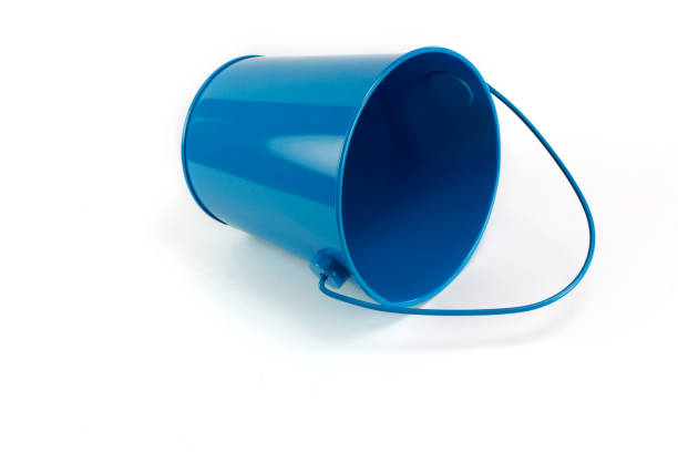 istock Blue tin pale laying isolated on white 173926386
