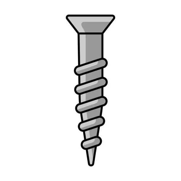 Vector illustration of Illustration of self tapping screw. Repair working tool. Equipment for construction industry and business.