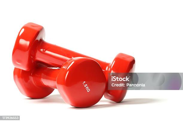 Vermelho Haltere Pesos - Fotografias de stock e mais imagens de Haltere - Haltere, Peso - Equipamento para Exercícios, Figura para recortar