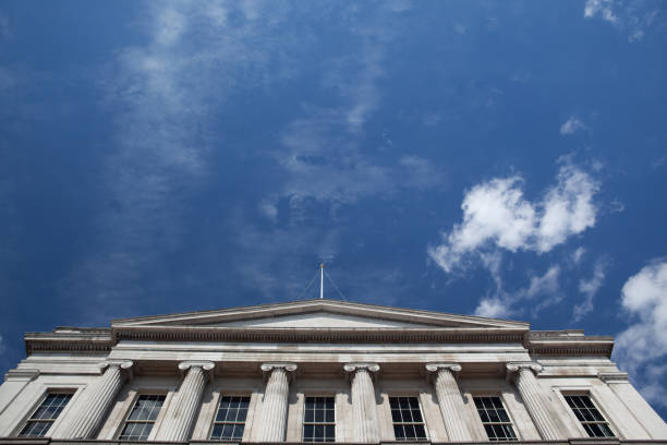 istock Bank exterior with classic columns 173926605