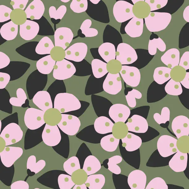 Vector illustration of Cute floral seamless pattern