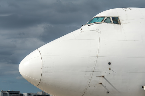 San Diego, United States- September 30, 2011: Front view of a C-17A Globemaster III at the Miramar Airshow.