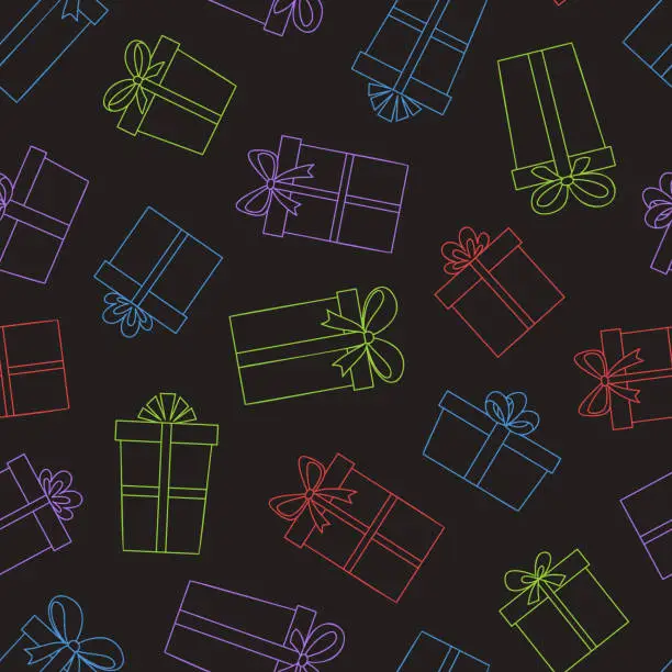 Vector illustration of Vector seamless pattern with gift boxes