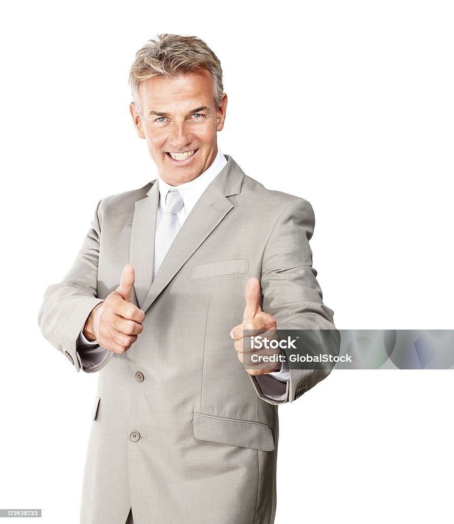 Happy mature businessman showing thumbs up señal - Foto de stock de 40-44 años libre de derechos