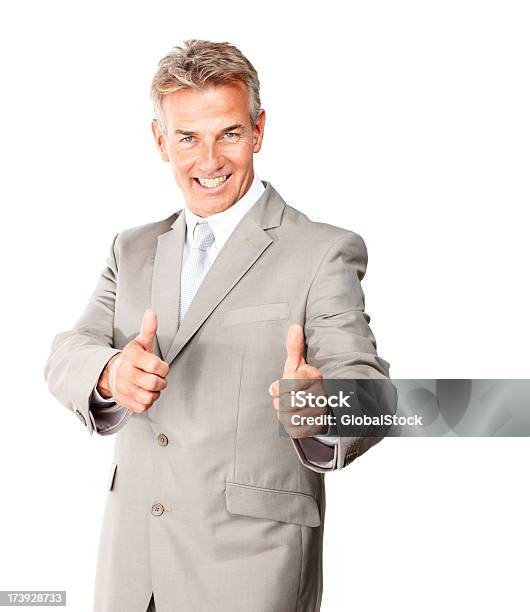 Happy Mature Businessman Showing Thumbs Up Señal Foto de stock y más banco de imágenes de 40-44 años - 40-44 años, 40-49 años, Adulto