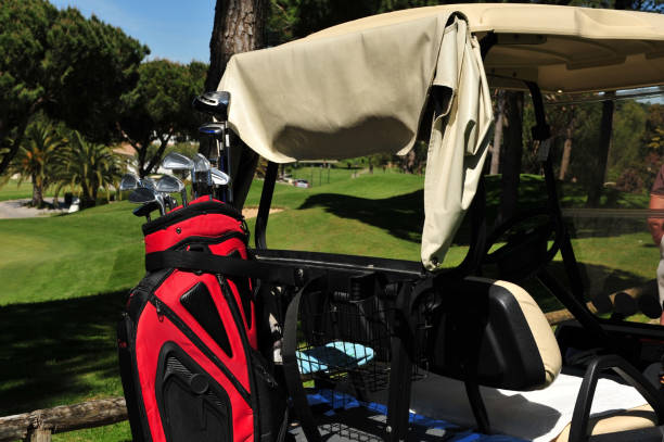 istock Golf clubs strapped on the cart, Vale do Lobo, Algave 173928765
