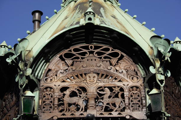 istock Wood carvings on a spire 173928880