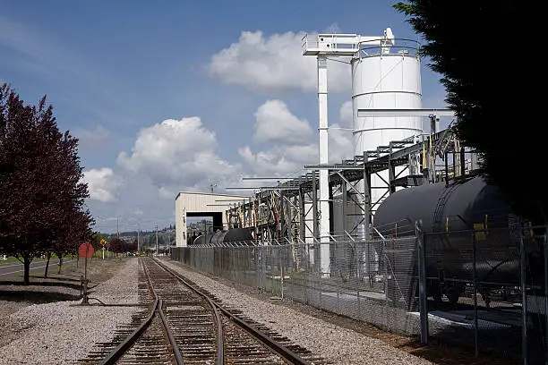 railroad spur next to a chemical manufacturing facility.