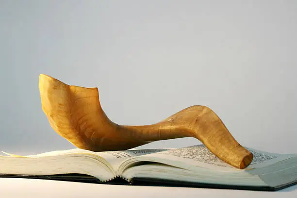 Rosh Hashanah still life - shofar and prayer book
