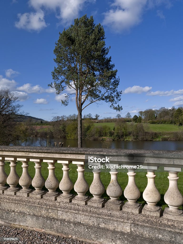 balustrade balustrade and lake in the grounds of a stately home Ancient Stock Photo