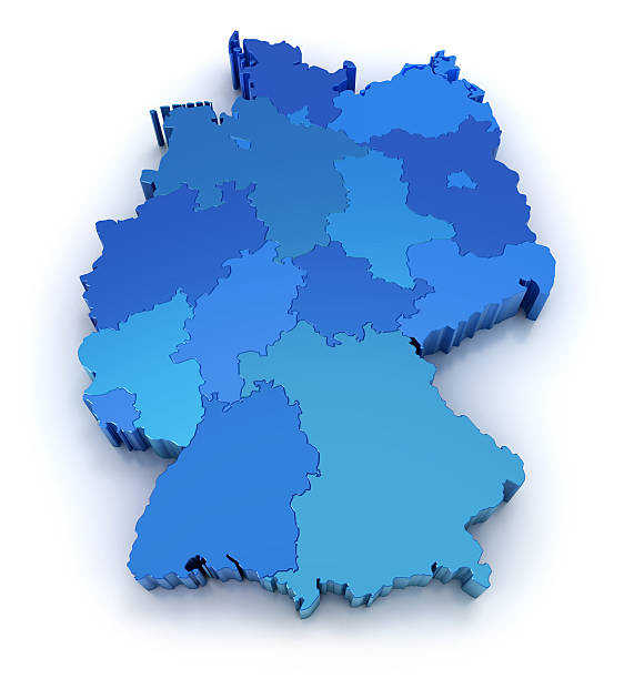 германия карта с государствами - germany map стоковые фото и изображения