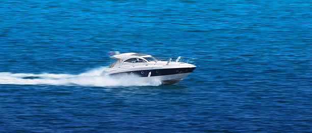 White fast speedboat. stock photo