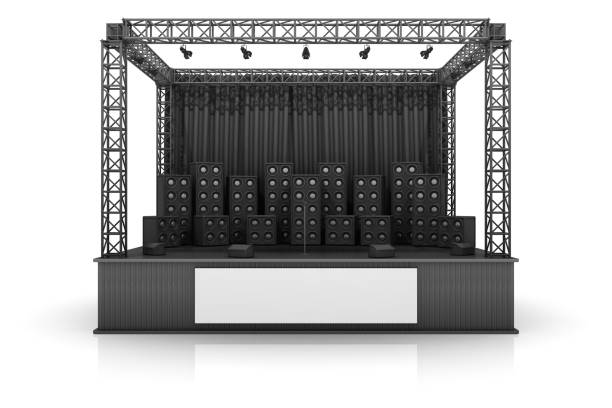 istock Digital image of a rock stage with speakers on a white back 173931272
