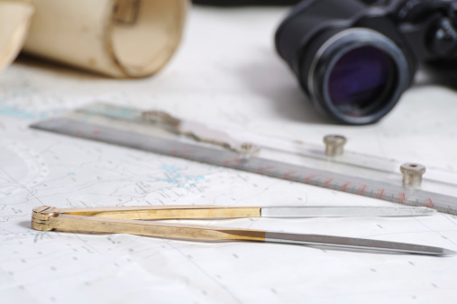 Parallel Ruler Divider Dividers And Parallel Rule Nautical Stock Photo - Download Image Now ...