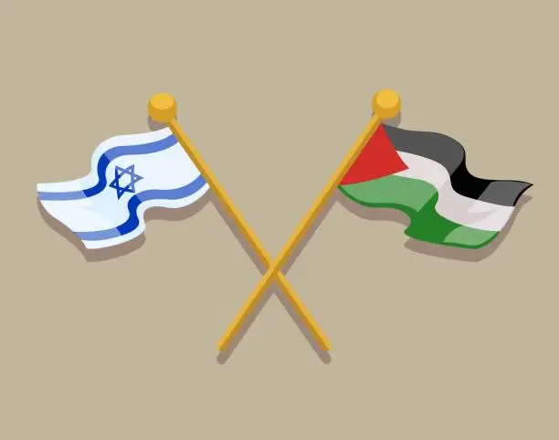 Vector illustration of Israel And Palestine Flag Symbol Peace illustration Vector