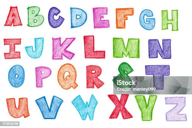 Hand Drawn Alphabet Letters Stock Illustration - Download Image Now - Colored Pencil, Alphabet, Drawing - Activity